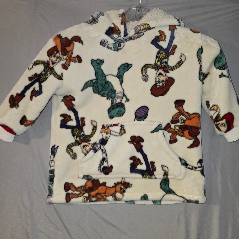Disney Toy Story Fleece Hoodie 4T Toddler Cream All Over Print Woody Buzz Rex